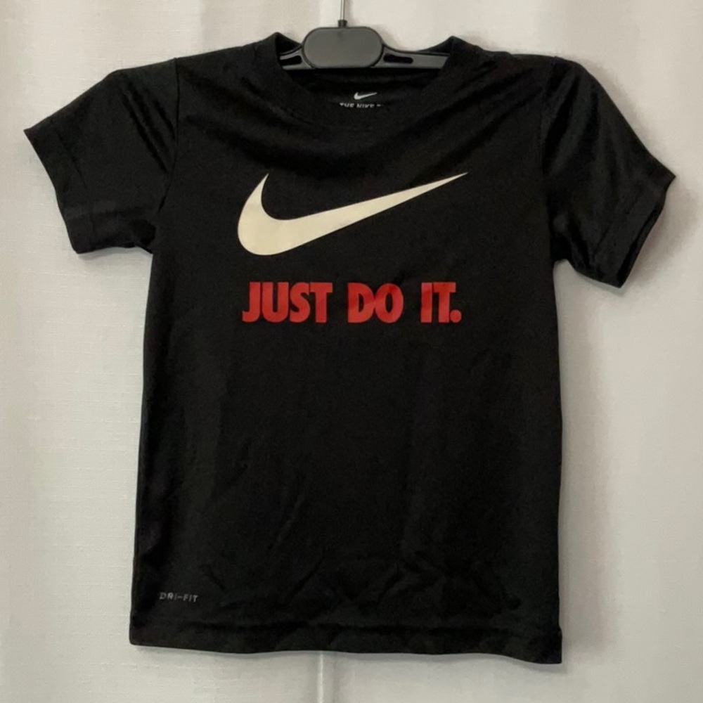 Nike Kids Black and Red Swoosh Tee
